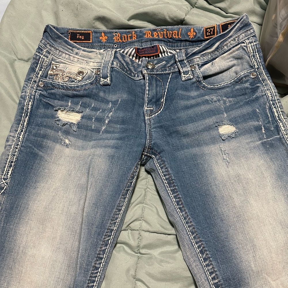 Rock Revival Light Blue Distressed Jeans